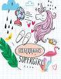 SketchBook SuperGirl: Unicorn And Anime Of The Blue Cover and Blank Pages, Extra large (8.5 x 11) inches, 110 pages, White paper, Sketch, Draw and Paint