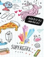 Magical Moment suppergirl: Unicorn on The Grid Cover and Notebook Journal Diary, 110 Lined pages, 8.5