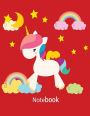 Notebook: White Unicorn Of The Red Cover and Notebook Journal Diary, 110 Lined pages, 8.5