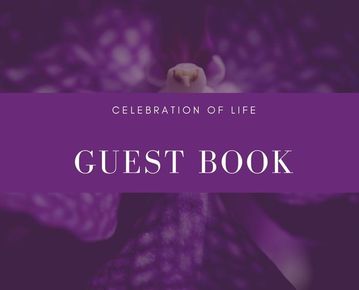 Celebration of Life Funeral Guest Book Purple Orchid Flower Hard
