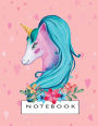 Notebook: Unicorn in love on dark pink cover and Lined pages, Extra large (8.5 x 11) inches, 110 pages, White paper