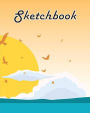 Sketchbook: Background with birds and sun : 120 Pages of 8