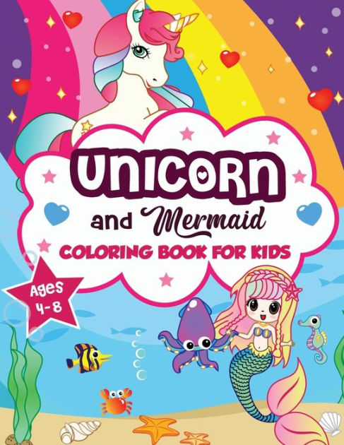 Unicorn Mermaid Coloring Book for Kids Ages 4-8 - Books Sun