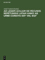 Ad legem aciliam de pecuniis repetundis latam anno ab urbe condita 631º vel 632º