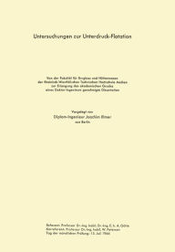 Title: Untersuchungen zur Unterdruck-Flotation, Author: Joachim Illmer