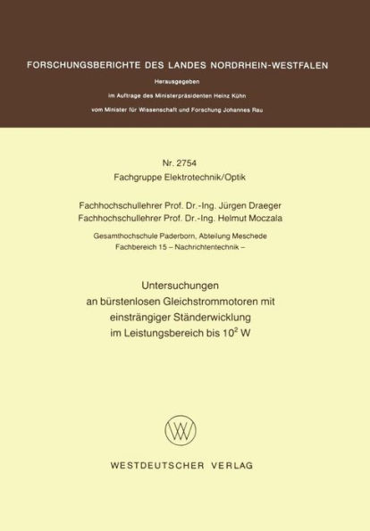 Untersuchungen an bürstenlosen Gleichstrommotoren mit einsträngiger Ständerwicklung im Leistungsbereich bis 102 W