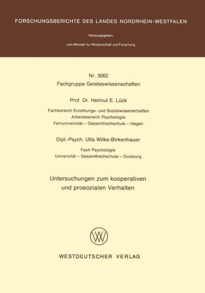 Untersuchungen zum kooperativen und prosozialen Verhalten