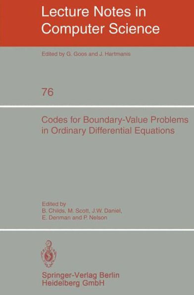 Codes for Boundary-Value Problems in Ordinary Differential Equations: Proceedings of a Working Conference, May 14-17, 1978