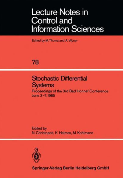 Stochastic Differential Systems: Proceedings of the 3rd Bad Honnef Conference June 3-7, 1985