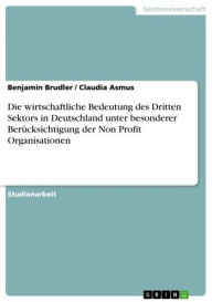 Title: Die wirtschaftliche Bedeutung des Dritten Sektors in Deutschland unter besonderer Berücksichtigung der Non Profit Organisationen, Author: Benjamin Brudler