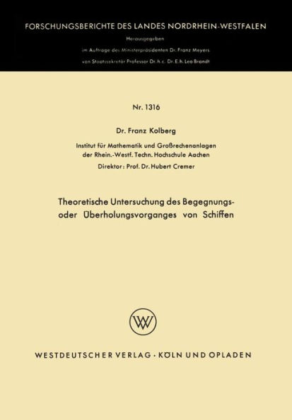 Theoretische Untersuchung des Begegnungs- oder Überholungsvorganges von Schiffen