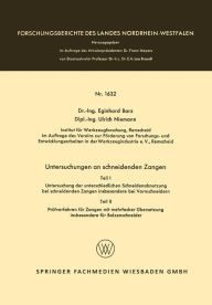 Title: Untersuchungen an schneidenden Zangen, Author: Eginhard Barz