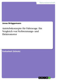 Title: Antriebskonzepte für Fahrzeuge. Ein Vergleich von Verbrennungs- und Elektromotor, Author: Jonas Brüggemann