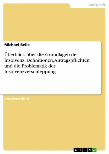 Überblick über die Grundlagen der Insolvenz. Definitionen, Antragspflichten und die Problematik der Insolvenzverschleppung