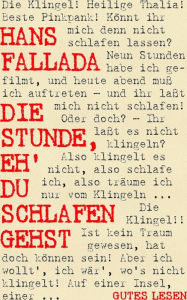 Title: Die Stunde, eh' du schlafen gehst, Author: Hans Fallada