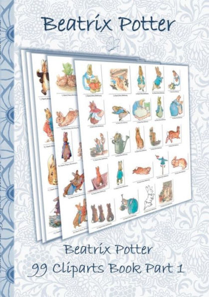 Beatrix Potter 99 Cliparts Book Part 1 ( Peter Rabbit ): Sticker, Icon, Clipart, Cliparts, download, Internet, Dropbox, Original, Children's books, children, adults, adult, grammar school, Easter, Christmas, birthday, 5-8 years old, present, gift, primary