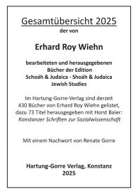 Title: Katalog zu den von Erhard Roy Wiehn bearbeiteten und herausgegebenen Bï¿½chern der Edition Schoï¿½h & Judaica - Shoï¿½h & Judaica / Jewish Studies, Author: Erhard Roy Wiehn
