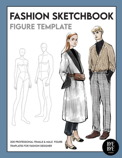 Fashion SketchBook Male Figure Template: 600 Large Male Figure Templates  With 10 Different Poses for Easily Sketching Your Fashion Design Styles  (Paperback)