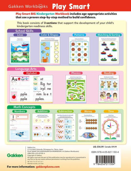 Play Smart Big Kindergarten Workbook: 240Pages, Ages 5 to 6