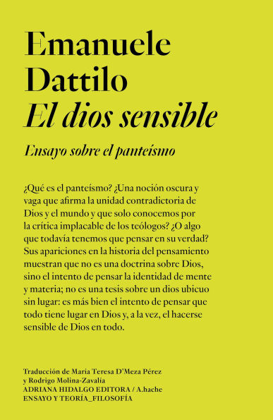 El dios sensible: Ensayo sobre el panteísmo