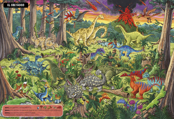 El gran libro juego de los dinosaurios / The Big Game Book of Dinosaurs (Spanish Edition): Busca y encuentra dinosaurios. Libro para niños 3-8 años. ¡Con tres niveles de dificultad! Para toda la familia. (Spanish Edition)