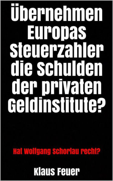 Übernehmen Europas Steuerzahler die Schulden der privaten Geldinstitute?: Hat Wolfgang Schorlau recht?