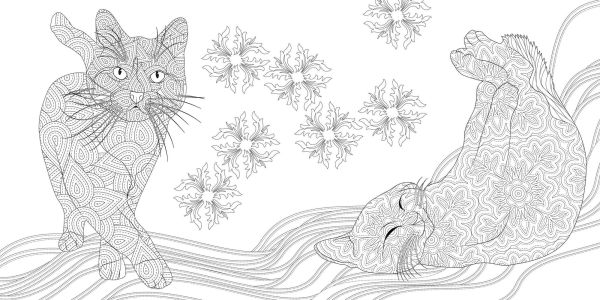 Relaxing Cats Coloring Book