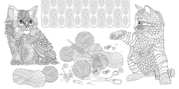 Relaxing Cats Coloring Book