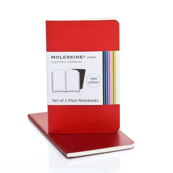 Moleskine Volant Extra Small Plain Notebook, Scarlet/Bordeaux Red Set