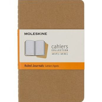 Moleskine Cahier Journal (Set of 3), Pocket, Ruled, Kraft Brown, Soft Cover (3.5 x 5.5): set of 3 Ruled Journals