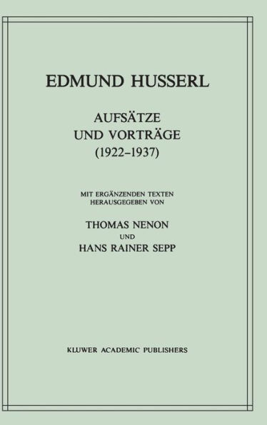 Aufsätze und Vorträge (1922-1937)