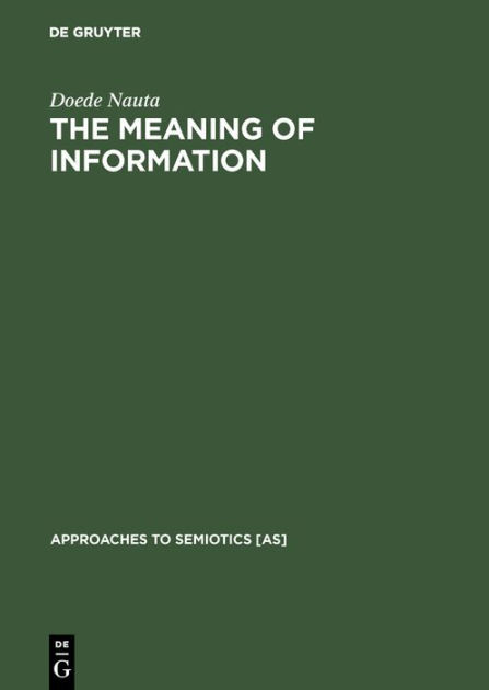 The Meaning of Information by Doede Nauta Jr Hardcover Nonfiction