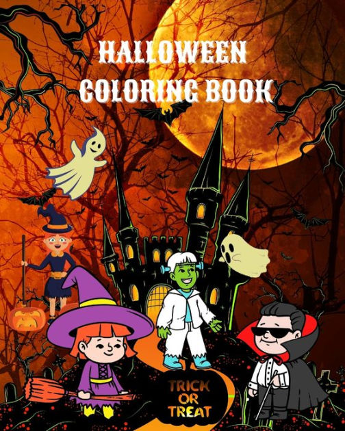 Halloween Coloring Book Wonderful big pictures, easy to color for kids