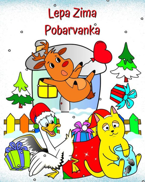 Lepa Zima Pobarvanka: Zimske ilustracije z različnimi smesnimi prizori za otroke od 2 let