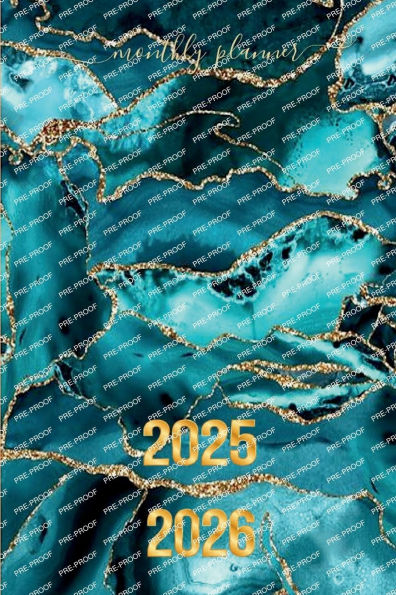 Gold and Teal Blue Gemstone Marble 18 Month PLANNER 2025-2026 Academic Agenda Calendar for College & High School Teacher: Daily Weekly Schedule July 2025-Dec 2026 Monthly Layout Organizer Contact Password Pages Happy Student Office Supplies