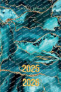 Gold and Teal Blue Gemstone Marble 18 Month PLANNER 2025-2026 Academic Agenda Calendar for College & High School Teacher: Daily Weekly Schedule July 2025-Dec 2026 Monthly Layout Organizer Contact Password Pages Happy Student Office Supplies