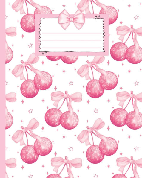 Pink Coquette Disco Cherry Composition Notebook: Cute Aesthetic College Ruled (8