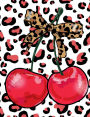 Cherry Leopard Print Preppy Notebook I Cute Composition Notebook For GirlsI Wide Ruled I 8.5x11 I 100 Page Lined