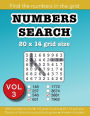 Numbers Search Volume 3: 20x14 grid size: Find the numbers in the grid:Education resources by Bounce Learning Kids