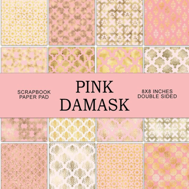 Pink and Gold Damask Patterns Scrapbook Paper Pad by Digital Attic