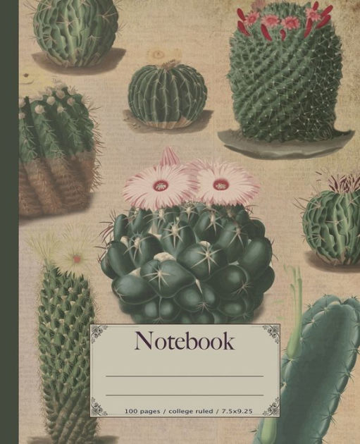 Notebook Vintage retro cactus & succulents composition notebook