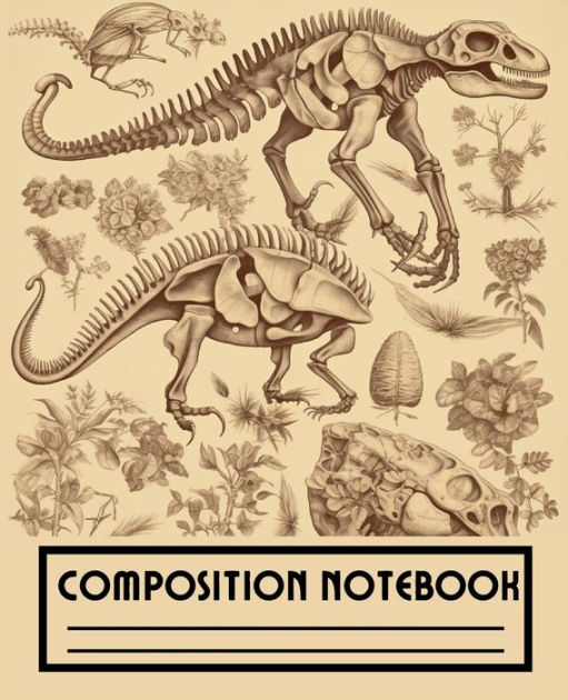 Composition Notebook Vintage Dino Fossils Illustration Beautiful