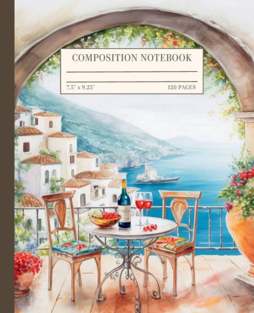 Amalfi Coast Italy Watercolor Composition Notebook College Ruled