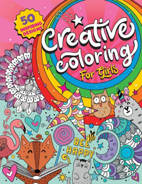 Creative Coloring for Girls: 50 inspiring designs of animals, playful
