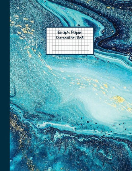 Teal Blue Marble Cover GRAPH PAPER COMPOSITION BOOK: Aesthetic Quad Graph Ruled Notebook 5 squares per inch 5x5 Grid Paper Journal Math & Science Students (8.5 x 11) Large