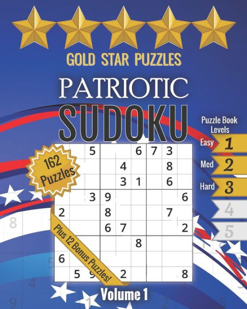 Gold Star Puzzles Patriotic Puzzle Book Sudoku Level 13 Easy