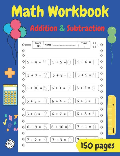 Math Workbook: Addition And Subtraction : Workbook For Kindergarten And ...