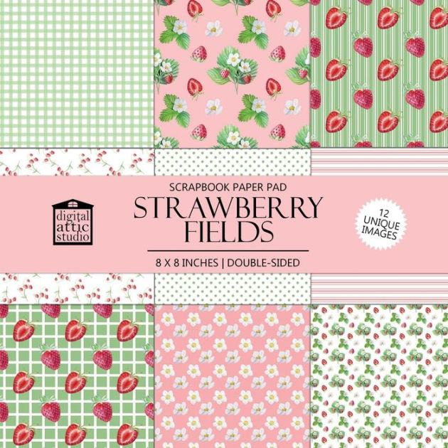 Strawberry Fields Scrapbook Notebook Pad by Digital Attic Studio