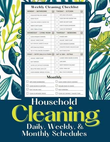 Household Cleaning Daily, Weekly, And Monthly Schedules: House Cleaning Checklist For Adults