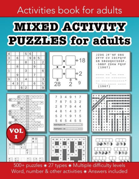 Mixed Activity Puzzles for Adults Volume 1: Education resources by Bounce Learning Kids